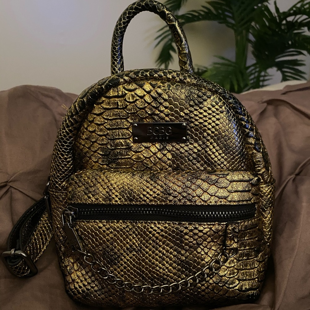 Mini Gold Snakeskin BCBG Backpack 🎒